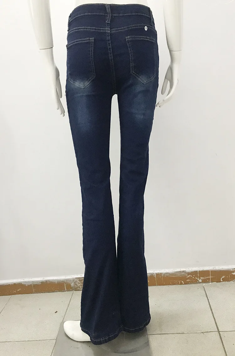 Pantalones de mezclilla elásticos para mujer, ropa informal de moda, Color sólido