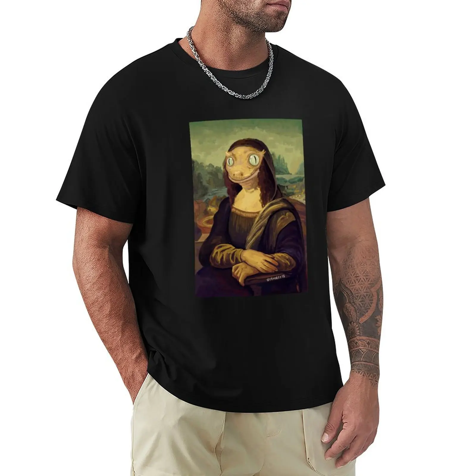 

Mona Lizard T-Shirt anime figures valentines boutique clothes sublime custom shirt Men's t shirts