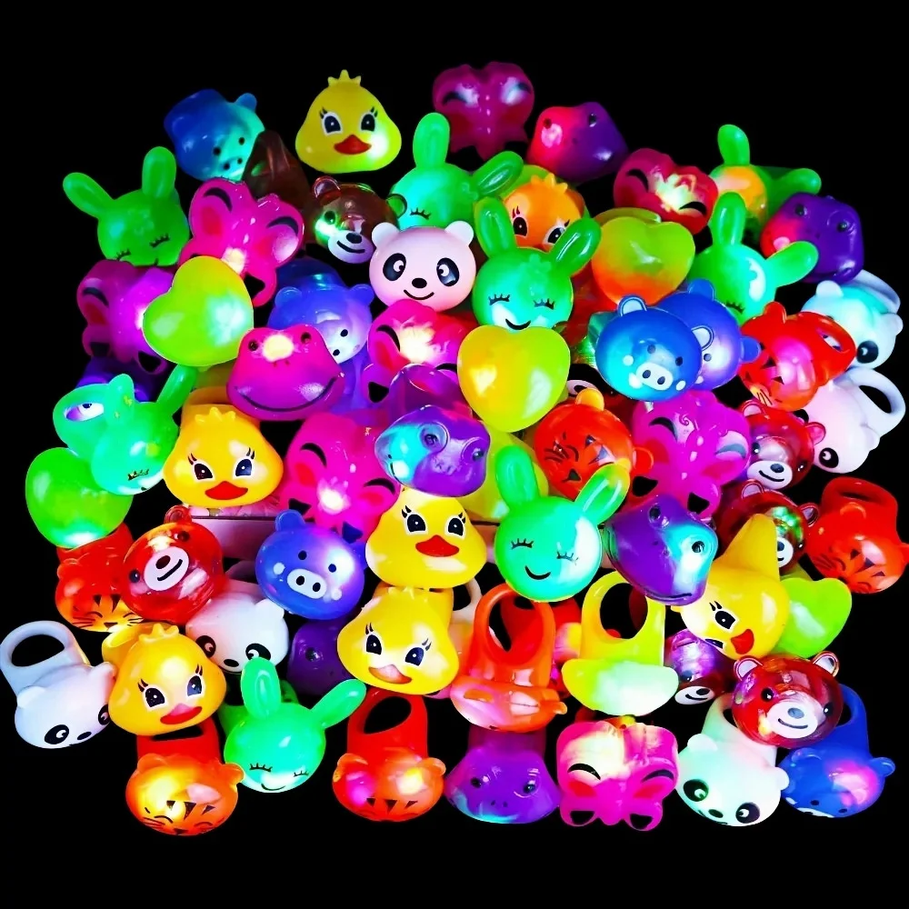 10/20 Pcs Cartoon LED Luminous Ring Suitable for Kids Birthday Party Gift Toys, Carnival Prizes, School Classroom Rewards Pinata