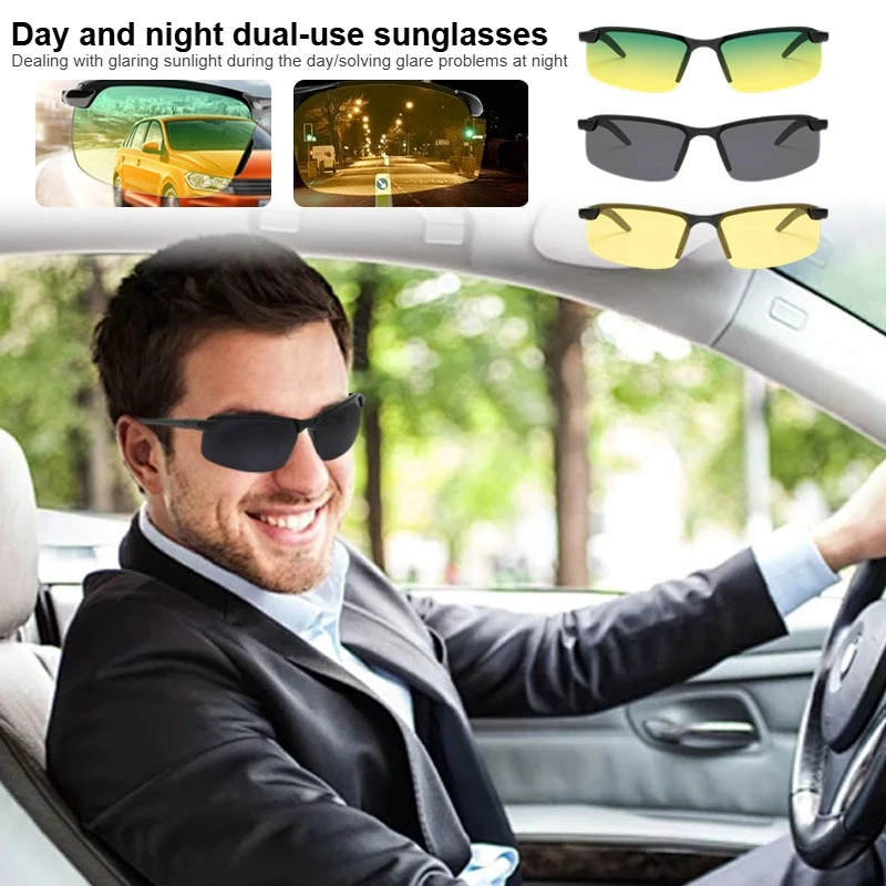 

Day and night dual-use anti glare and anti UV sunglasses for outdoor fishing and driving vehicles, night vision sunglasses