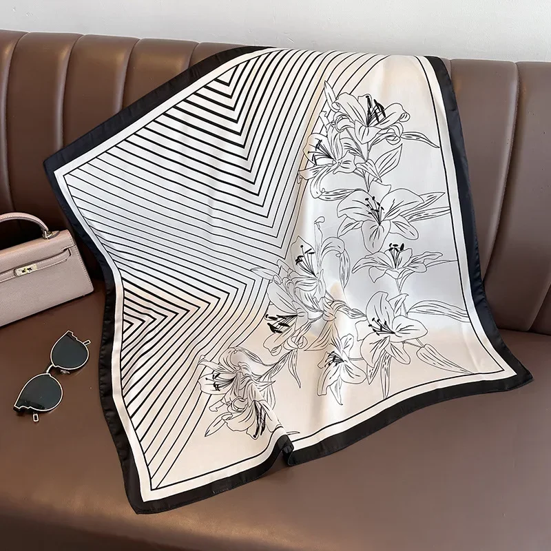 New 2025 Spring Summer Small Square Scarf Women Professional Decoarte Hair Band Scarf Outdoor Soft Wrap for Lady Autumn Winter