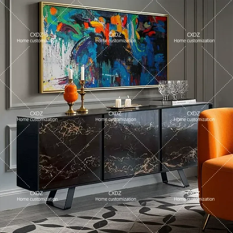 Modern Solid Wood TV Cabinet Light Luxury Living Room Storage Unit Multi Functional Media Console for Villa Bedroom Home