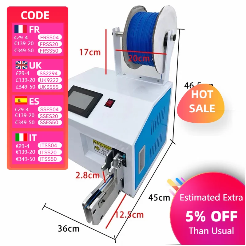 

KJ-ZK530 5-30mm Touch Screen Multifunction Automatic Cable Wire Winding Binding Machine Power Cord Data Cable Tie Winder Machine