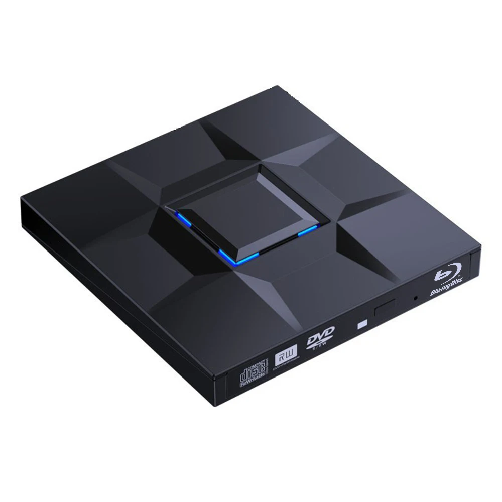 TISHRIC External CD Player Bluray Drive USB 3.0 & Type-C Blu-Ray Burner Writer Slim BD CD DVD Optical Bluray