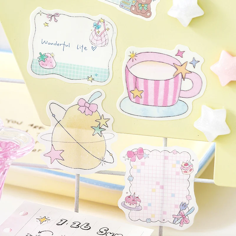 60pcs/PET Combination Sticky Notes Starry Sweet Dream House Series Korean Ins Style Journaling Memo N-times Sticky Notes