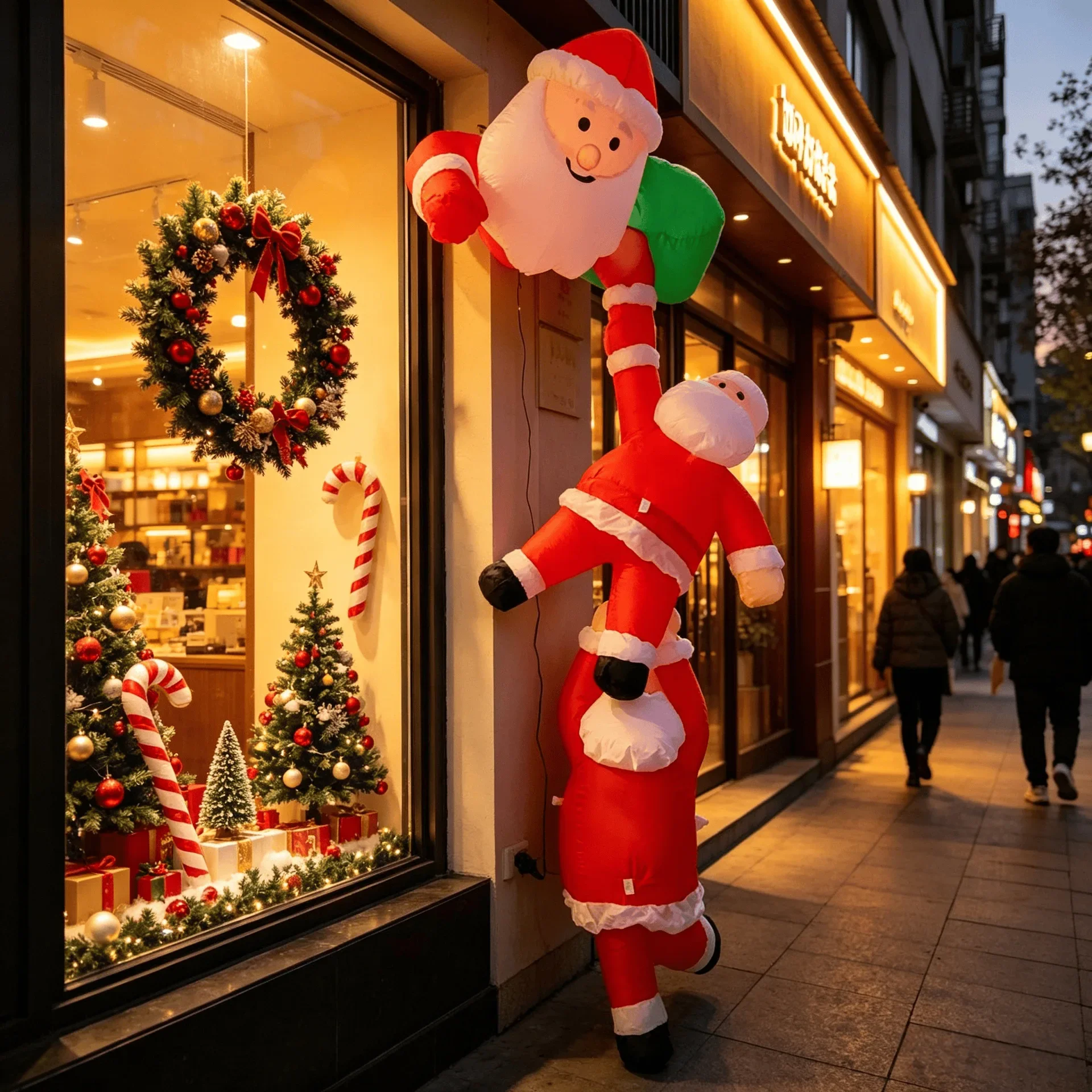 Creative Three Santa Claus 2.4-meter Ornament Outdoor Courtyard Home Decoration Christmas Gift