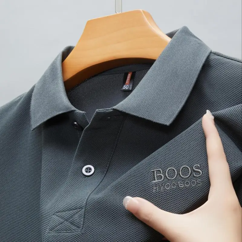 2025 여름 새로운 브랜드 수 놓은 남자 100% 코 튼 짧은 소매 폴로 셔츠 캐주얼 통기성 탑 Tshirt 뜨거운 판매