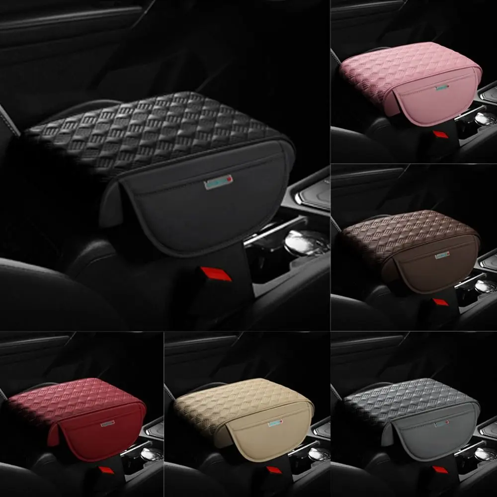 

PU Leather Car Armrest Mat with Storage Bag Wear-resistant Armrest Cushion Multifunctional Arm Rest Protection Cushion Car
