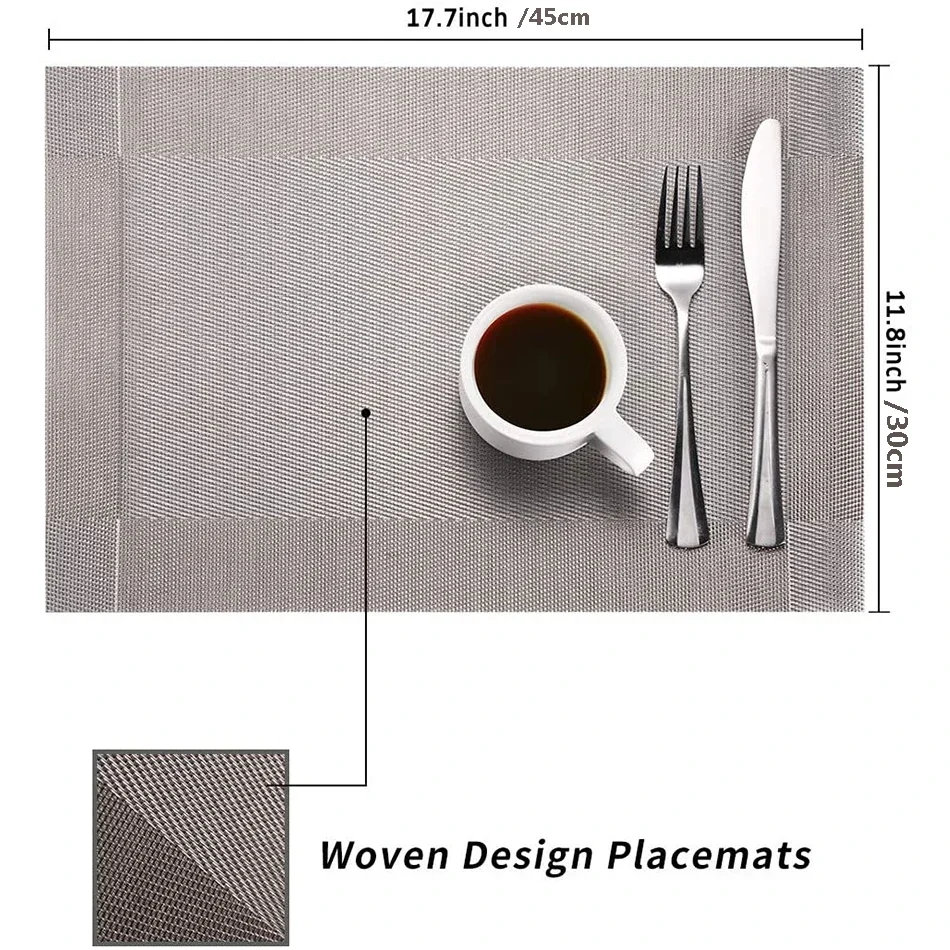 6PCS Durable Table Mats for Kitchen Dining Patio Textilene Placemats,Easter Decor Wipeable Easy to Clean Non-Fading Waterproof