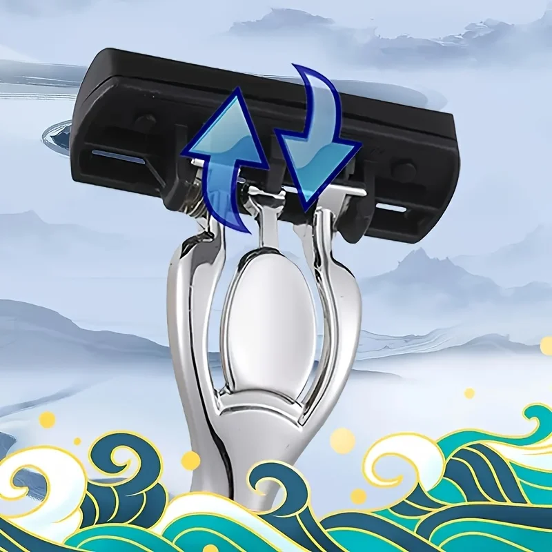 شفرة ماكينة حلاقة مكونة من 6 طبقات من الفولاذ المقاوم للصدأ، ماكينة حلاقة يدوية للرجال 1 حامل شفرة 3/6 رأس شفرة