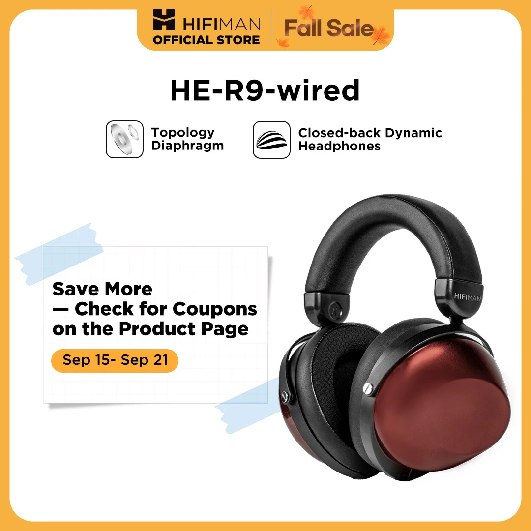 HIFIMAN HE-R9 Dynamic Closed-Back Over-Ear Headphones with Topology Diaphragm-Wired Version