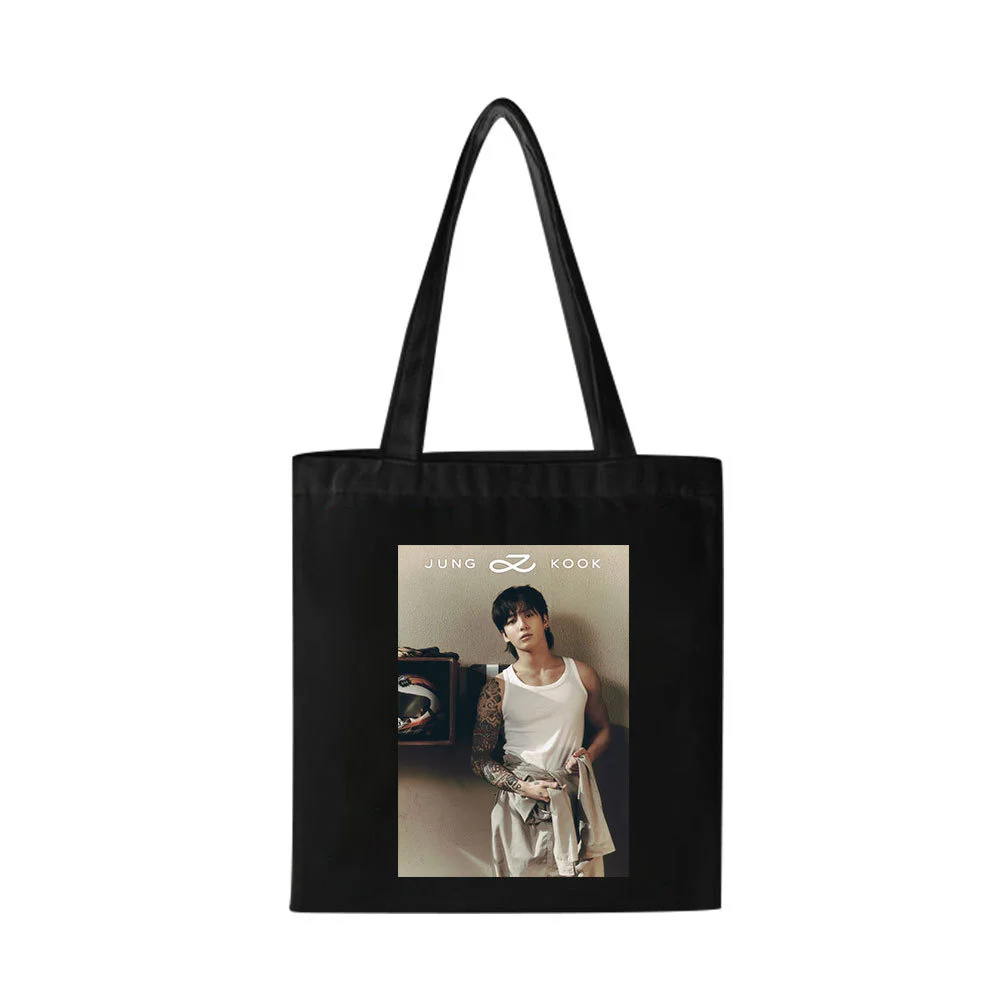 Kpop Jung Kook Canvas Bag Handbag Album Logo Printed Sign Totes Shoulder Zipper Bag School Bags Fans Gift