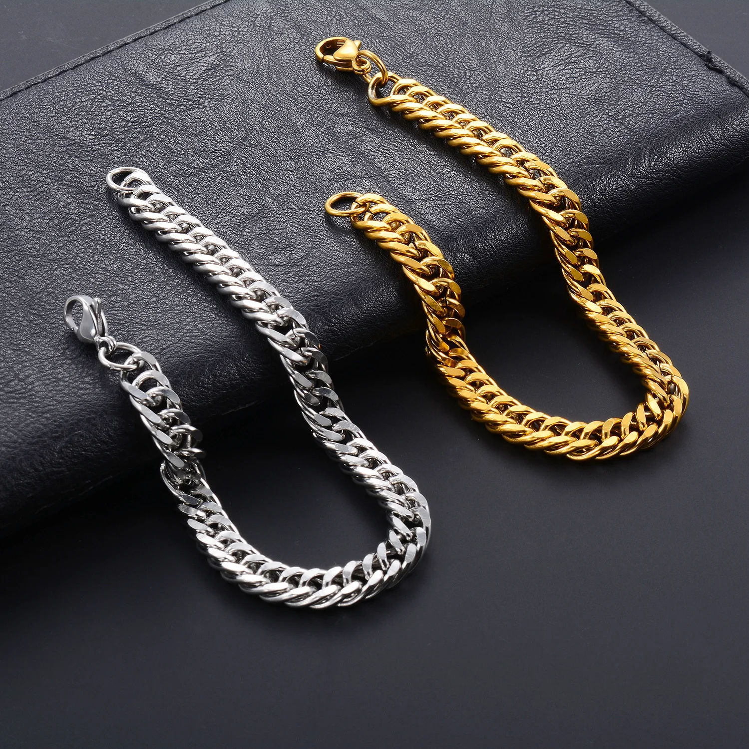 Klassisches Punk-Armband für Männer aus Edelstahl, kubanische Gliederkette, modisches Handgelenk-Schmuckstück, Geschenk. – Detail 2