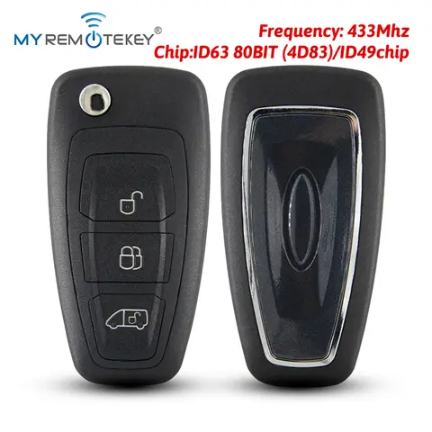MYREMOTEKEY FCC A2C53435329 Flip Remote Key 433Mhz FSK ID63 80BIT(4D83)/ID49chip for Ford Transit Custom Connect 2012-2019