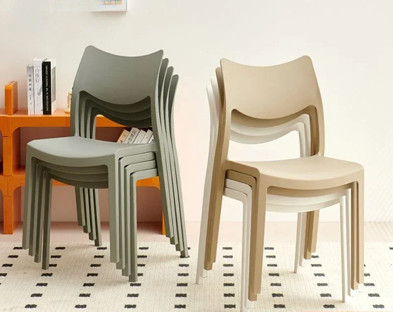 Thickened Plastic Chair Can Be Stacked Long Sitting Comfortable Dining Table Chair Designer Creative Backrest Stool