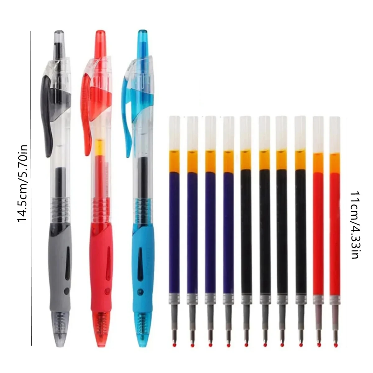 Retrátil Grande Capacidade Gel Canetas Set, 0,5mm, preto, vermelho, azul, recarga substituível, Material de papelaria escolar