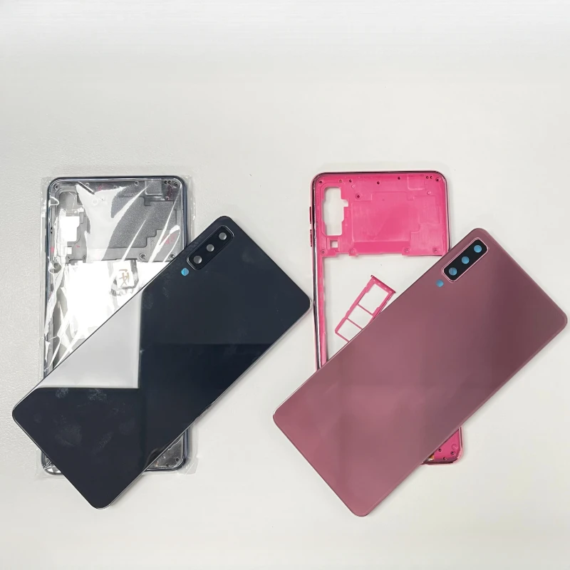 

Поп-корпус для Samsung Galaxy A750 A7 2018 SM-A750F A750F, средняя рамка, задняя крышка аккумулятора, стеклянный держатель лотка для SIM-карты