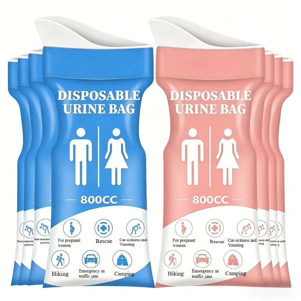 12PCS DisposableEmergencyUrineBags800CCPortableTravelUrinalBagforMenWomen,CarTrafficJamLong Distance Trip Camping