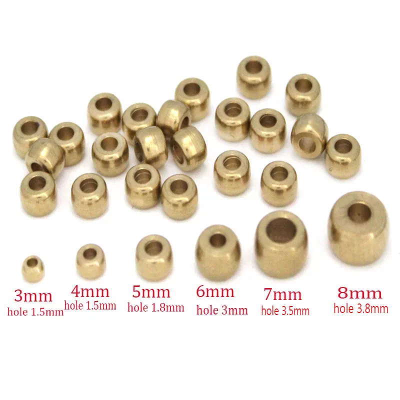50-100 sztuk/partia 3-8mm oryginalne mosiężne metalowe koraliki dystansowe do tworzenia bransoletek luźny koralik z zawieszką dla majsterkowiczów akcesoria do wyrobu biżuterii
