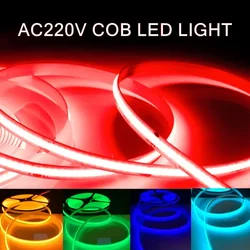 220V Multicolour COB LED Strip Light 10m Flexible Tape Light Smart IC No Need Driver High Bright 240 LEDs Linear Lighting RA95