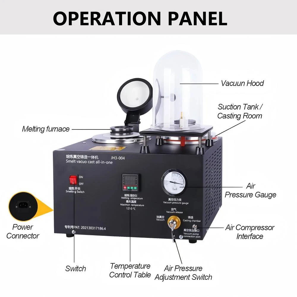 3in1 Vacuum Casting Machine Metal Smelting Mold Jewelry Casting Machine 220/110V