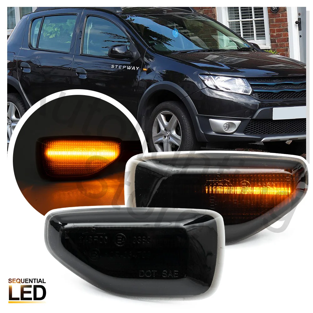 2PCS LED Dynamic Turn Signal Lights Side Marker Lamps For Dacia Logan II MCV Sandero II Renault Express Indicator Lamps