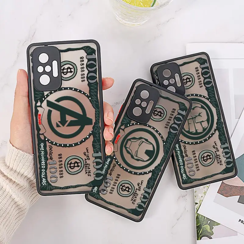 Marvel Avengers Money Phone Case For Redmi Note 12s 8 9 10 11 12 Pro Plus 5G Redmi 7A 8A 9A 9C 10C Cover 9Pro Matte Clear Fundas