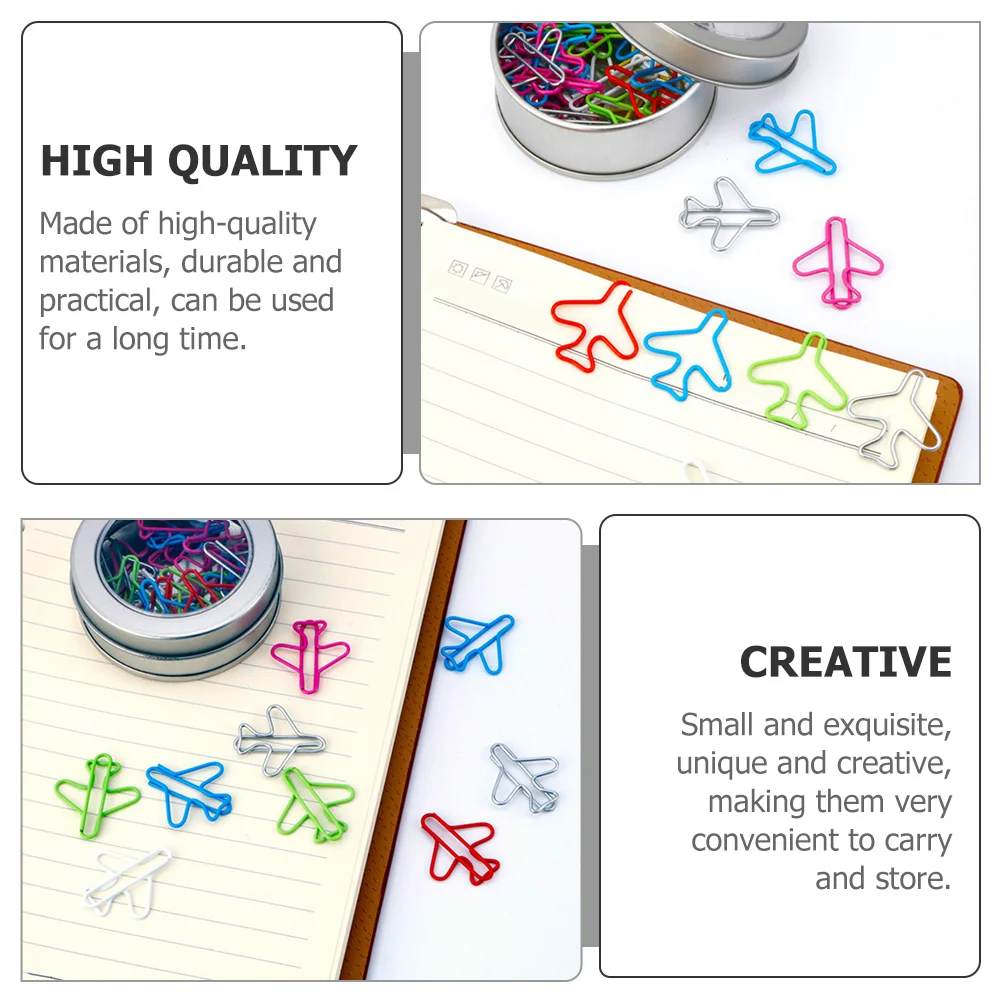 

24pcs Airplane Paper Clamps Decorative File Clips Creative Metal Page Holders For Business Cards Notes Envelopes