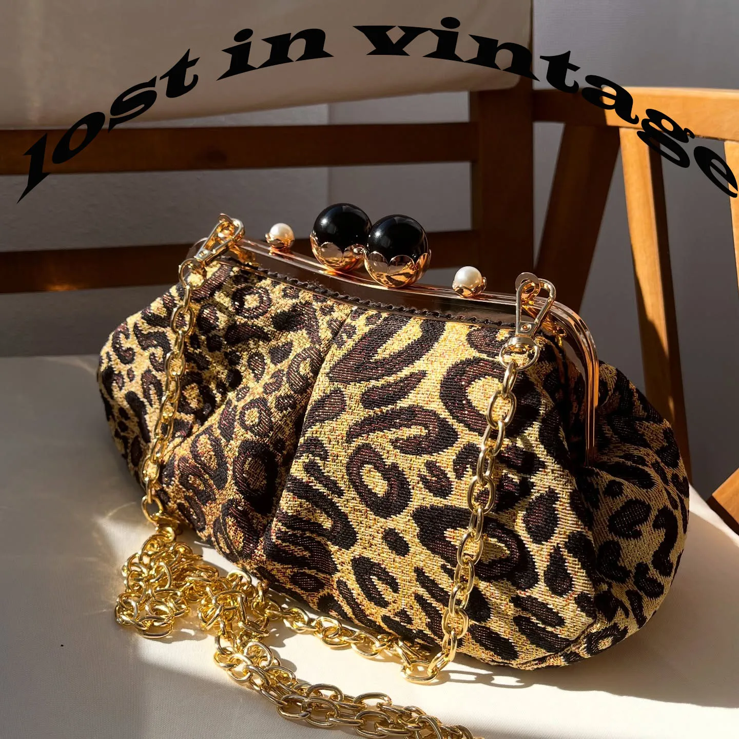 Lost in Vintage Leopard Shoulder Bag Brown Leopard Bags Kiss Lock Puffy Canta Pearl Kiss Lock Frame Eveningclutch 37x25x10cm