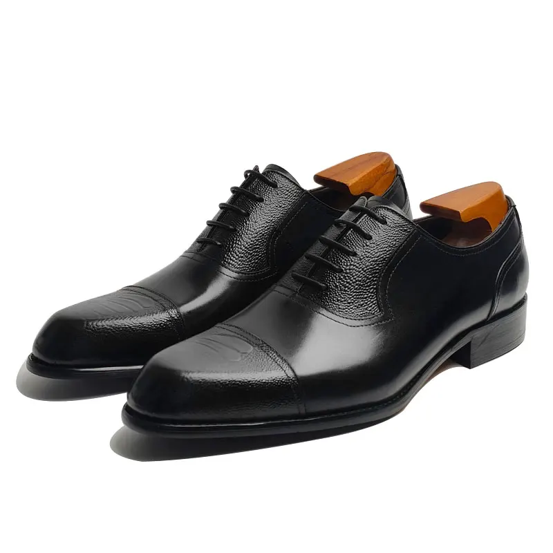 

High Grade Handmade Men's Leather Shoes Lace Up Wedding Business Office Dress Oxfords Shoe Genuine Leather Shoe Man Fast Deliver