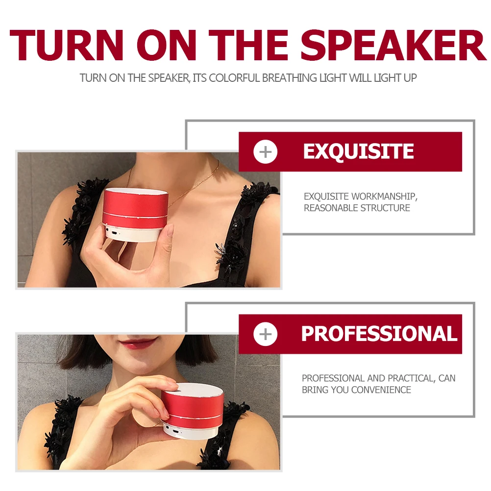 

Portable Speaker Metal Appearance Colorful LED Breathing Light Card Wireless Mini Music Player Outdoor Travel Bass