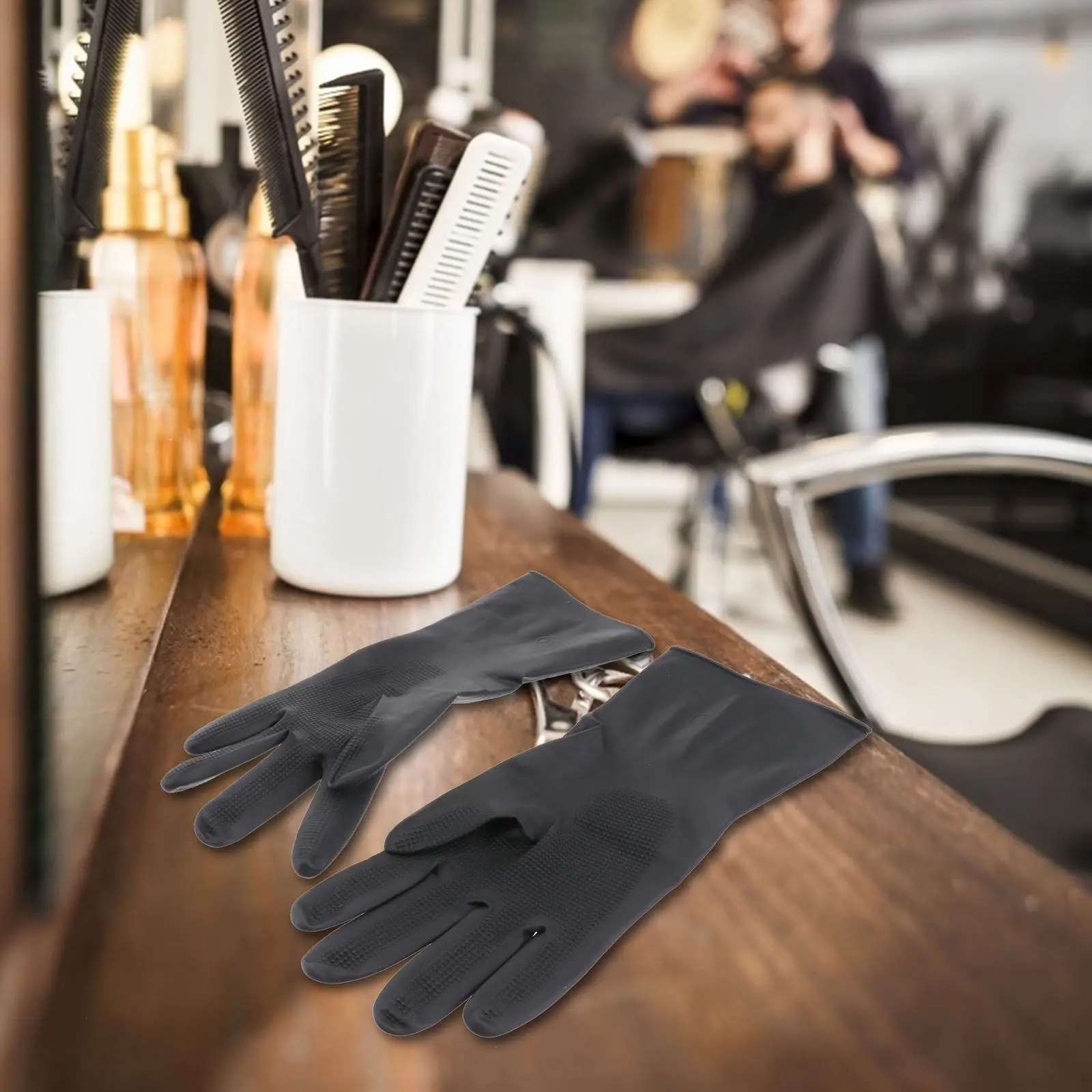 

3 пары перчаток для парикмахерских, противоскользящие, водонепроницаемые, для защиты рук при окрашивании волос, черные, размер S, перчатки для барберов