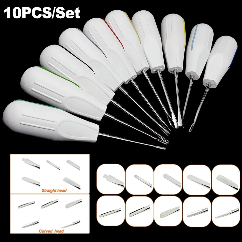 10 Piece Dental Luxating Elevator Curved Root Set Minimally Invasive Tooth Extraction Oral Tool