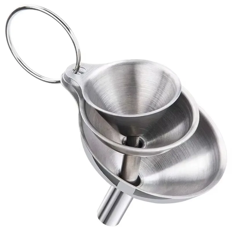 3Pcs/Set Stainless Steel Kitchen Funnel Sets In 3 Sizes, Used For Pouring Oil, Wine, And Filtering Liquids In The Kitchen