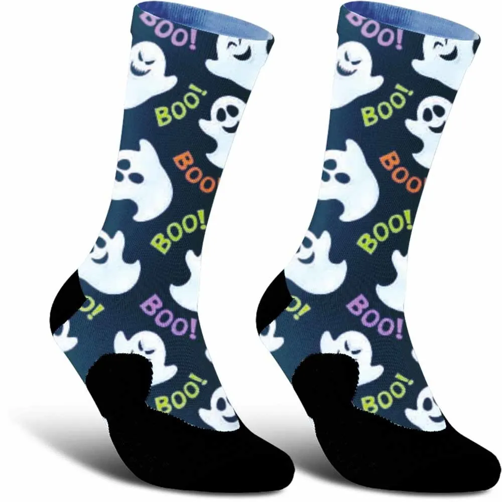 2025 New Creative Halloween Ghost Pattern Sports Cycling Socks, unisex, trendy, moisture wicking, breathable and durable