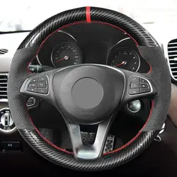 Steering Wheel Cover For Mercedes Benz W176 W246 W205 C117 C218 X218 W213 X156 X253 W470 W166 X166 EQV W447 Suede leather trim