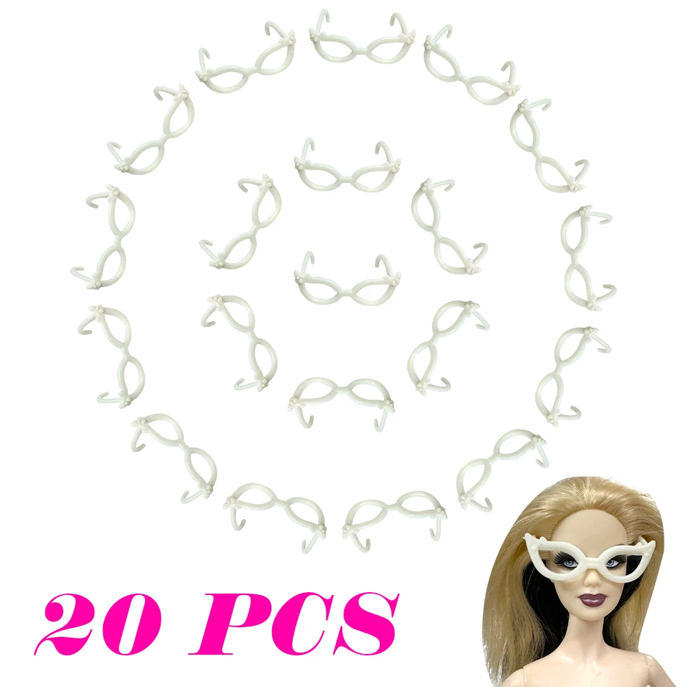 20 Pcs /Set Fashionable design Exquisite white glasses For Barbie Doll house Toy Dolls Accessories For 1/6 Doll Toys