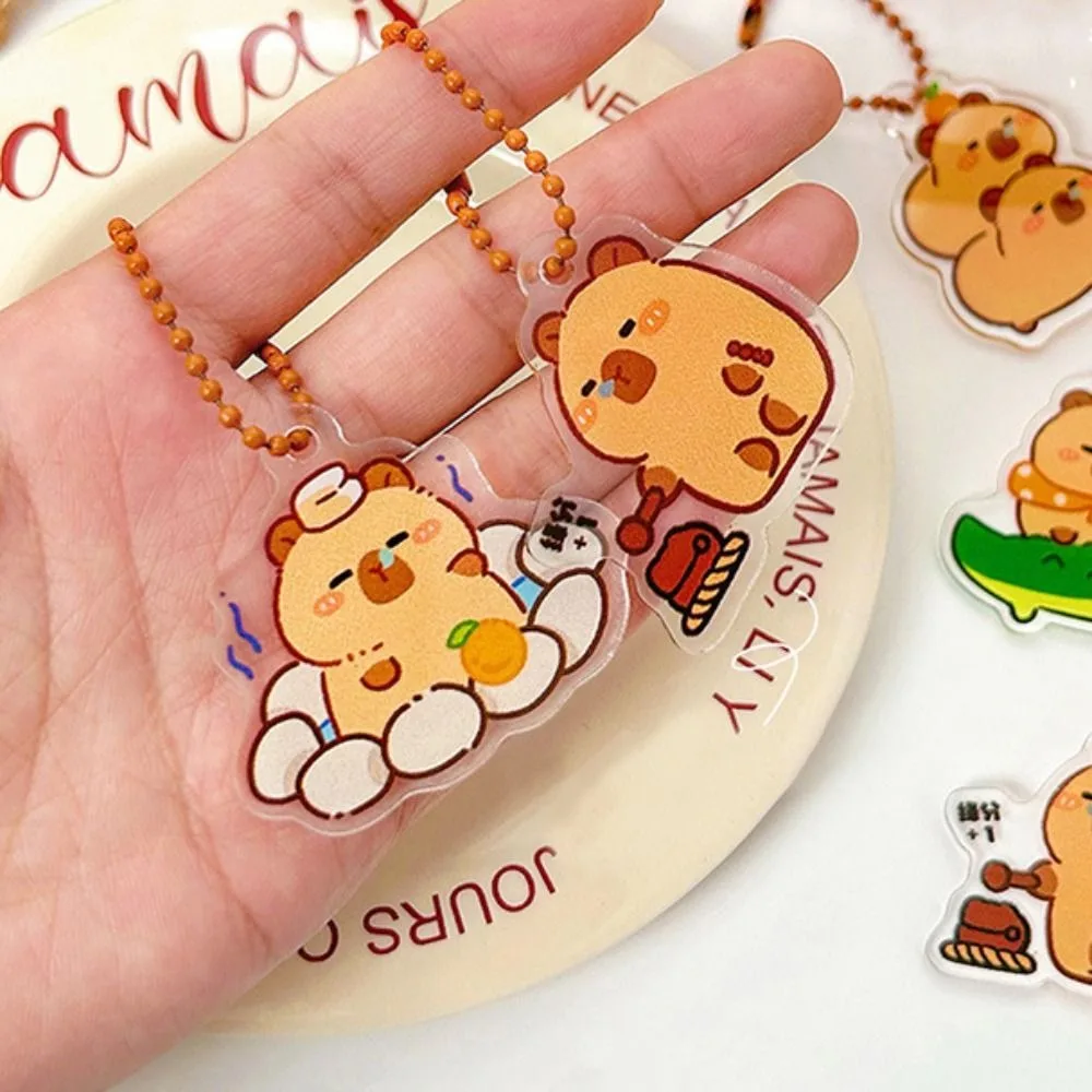 Lovely Kapibara Capybara Keychain Creative Cute Capybara Bag Hanging Crocodile Acrylic Capibara Pendant Backpack Decor