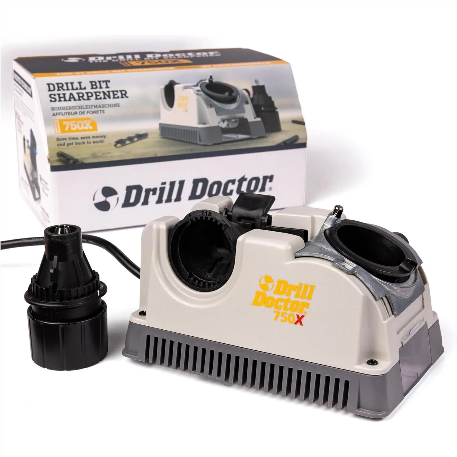 

Electric Drill Bit Sharpener for Twist Bits, 3/32-3/4", Sharpens Steel & Carbide, Portable