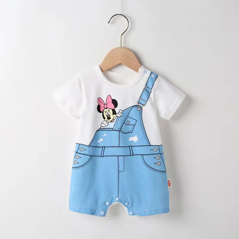 Summer Baby Boys Rompers Cartoon Minnie Mouse Print Anime Short Sleeve Cotton Infant Romper Girls Jumpsuit Newborn Baby Clothes