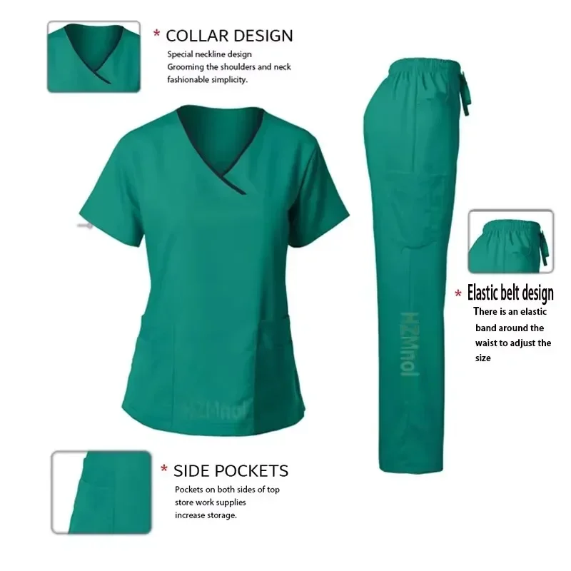 ممرضة الدعك القمم النساء ملابس العمل صالون تجميل ملابس العمل سبا موحدة فرك قميص الجراحية القمم عيادة موحدة طبيب الأسنان وزرة #4