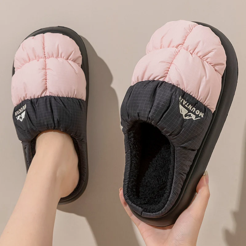 New eva thick bottom double color waterproof sports couple cotton slippers