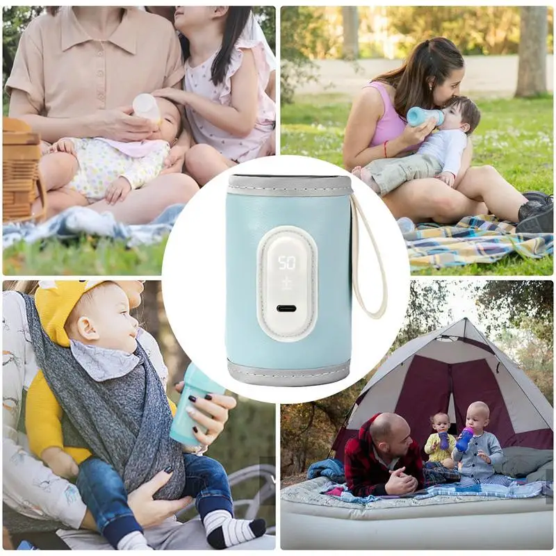 Universal Feeding Bottle Warmer with LED Digital Display Nursing Bottle Heater Portable Baby Milk Heat Keeper for Outdoor Travel