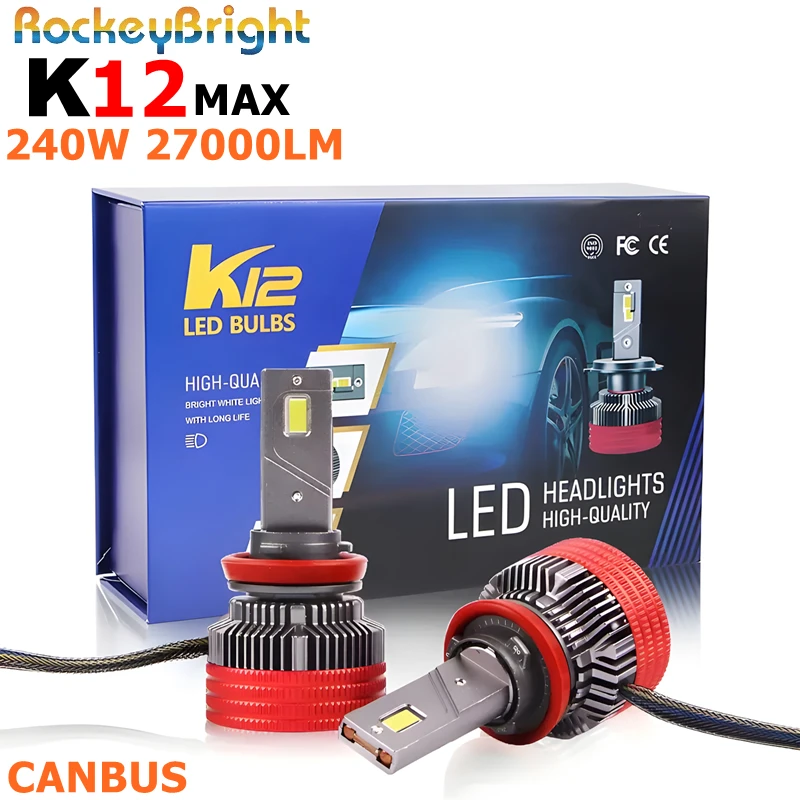 

K12 max 240W 27000LM H7 H1 H11 Светодиодная лампа 2 медной трубки Светодиодная лампа для автомобильного освещения Противотуманная фара H7 H4 HB3 9005 Светодиодная лампа для фар