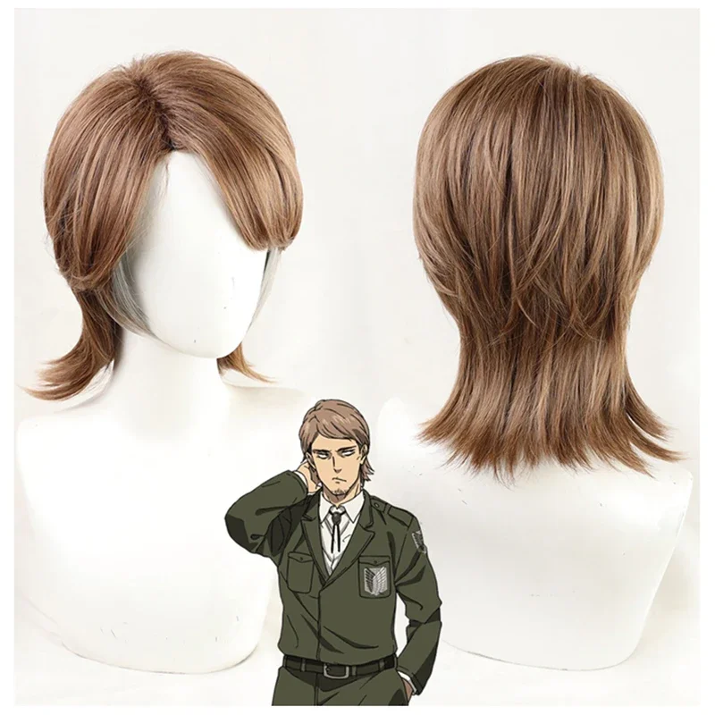 High Quality The Final Season Jean Kirstein Cosplay Wig Short Mullet Style Heat Resistant Synthetic Wigs   Wig Cap