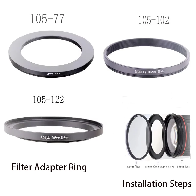 RISE(UK) 105mm-77mm 105mm-102mm 105mm-122mm Step Down Ring Filter Adapter Ring