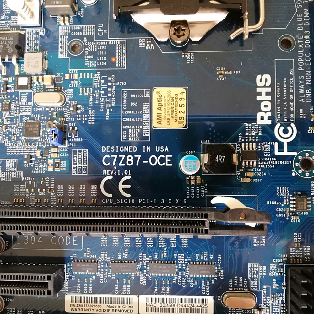 4th Generation Core i3 i5 i7 Series LGA1150 Single Path Desktop PC Motherboard C7Z87-OCE