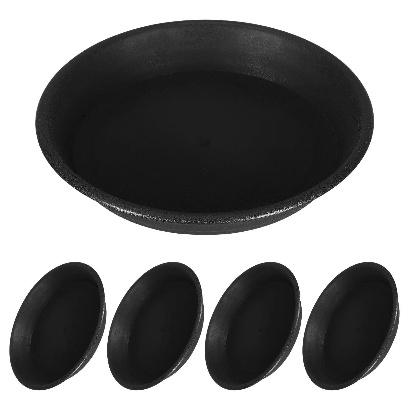

5pcs Round Planter Saucer Tray Thickened Black Pp Plastic For Indoor Outdoor Use Water Collection Floor Protection Garden Office