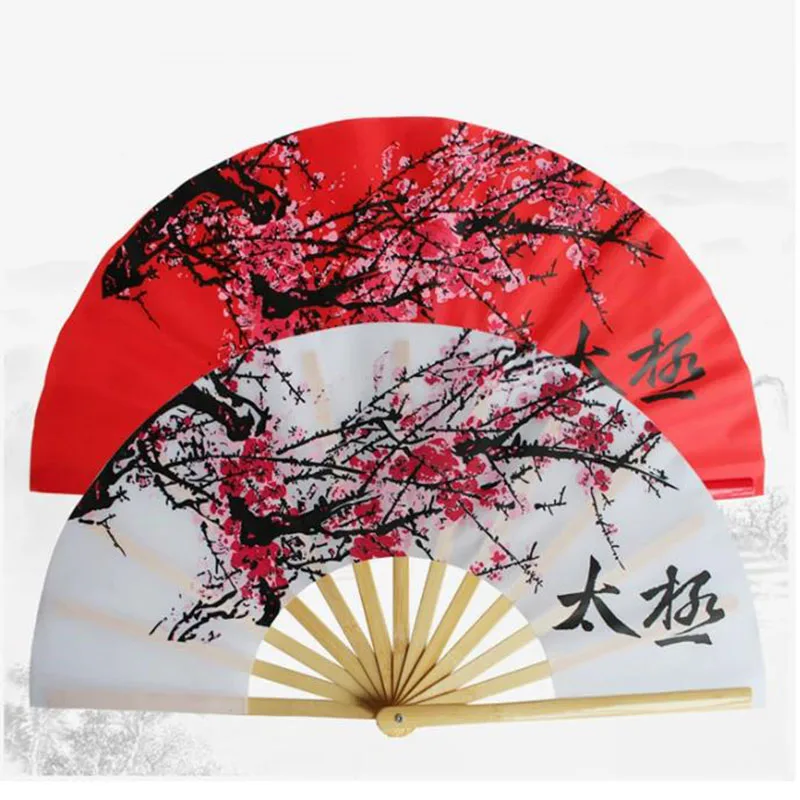 Chinese Tai Chi Fan Right Hand — Bamboo & Nylon Folding Fan for Morning Practice, Kung Fu Performance