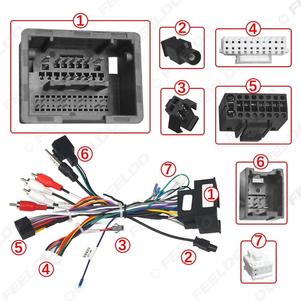 FEELDO Car Android Media Player 16Pin Power Cable Wire Harness Canbus Box For Chevrolet Trax/Cruze/Aveo/Sonic/For Buick Regal